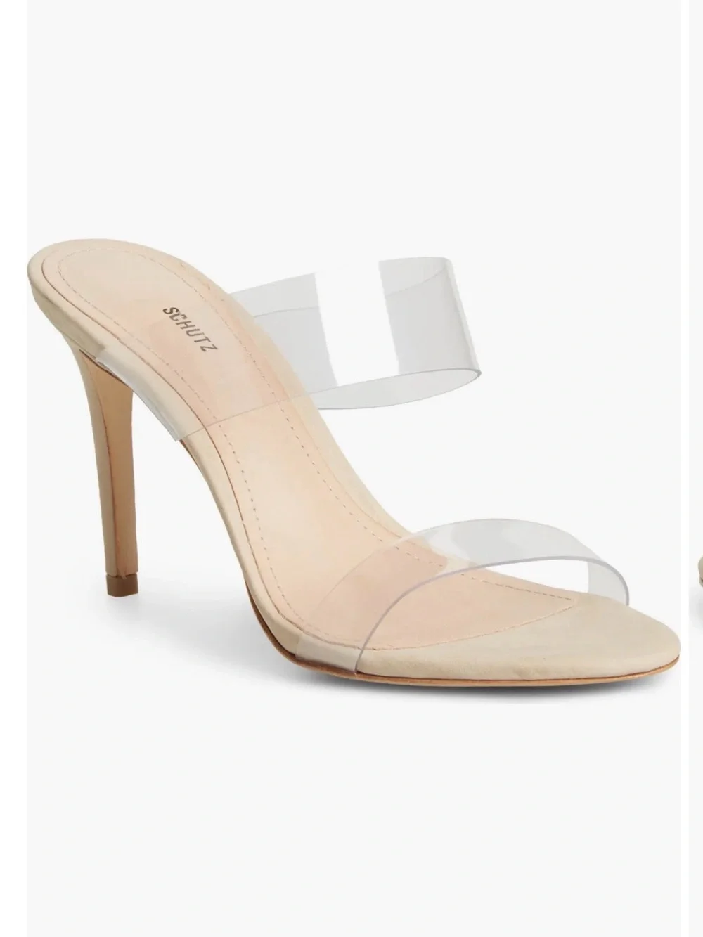SCHUTZ Nude Clear-Strap Stiletto Mule